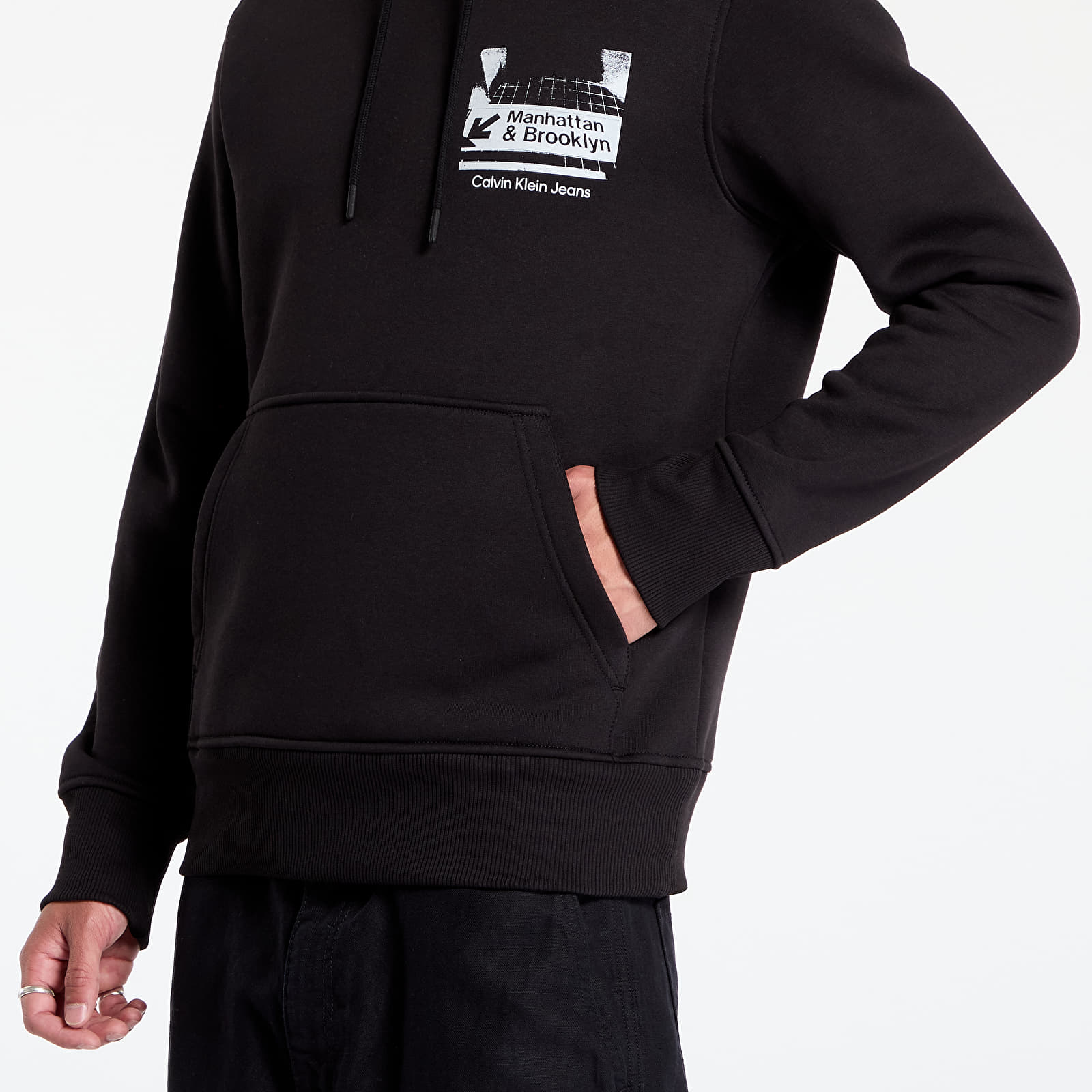 Mikiny Calvin Klein Jeans Subway Sign Hoodie Black