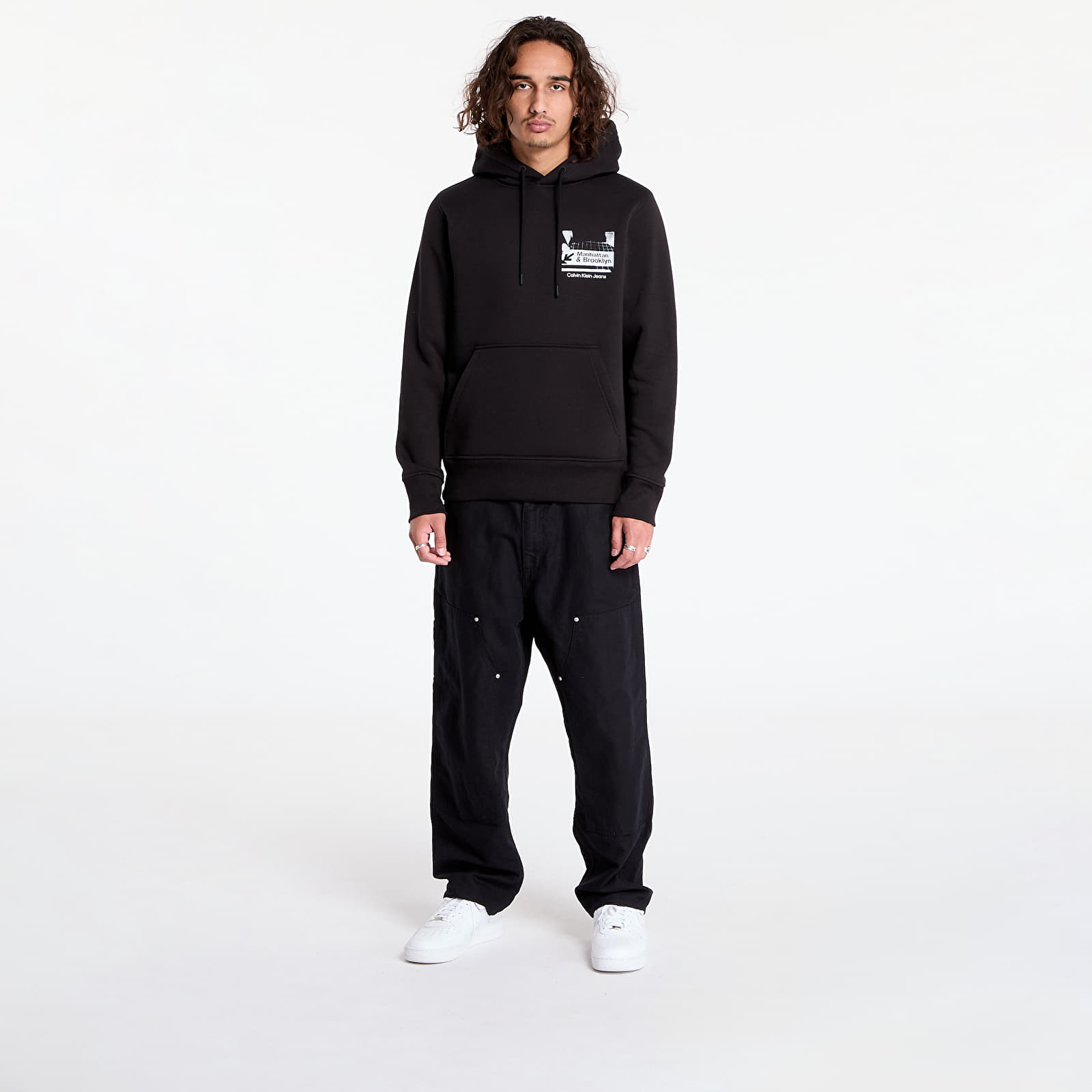 Mikiny Calvin Klein Jeans Subway Sign Hoodie Black