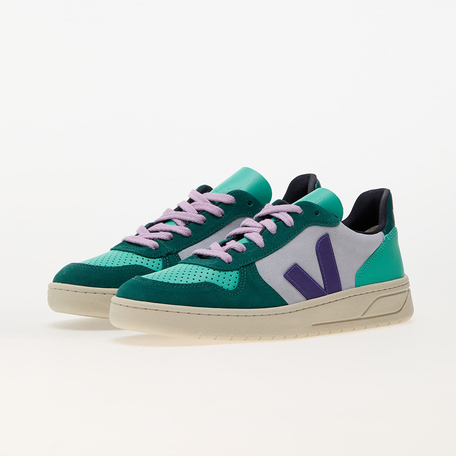Női cipők Veja W V-10 Suede Multico-Swan/ Purple/ Pierre