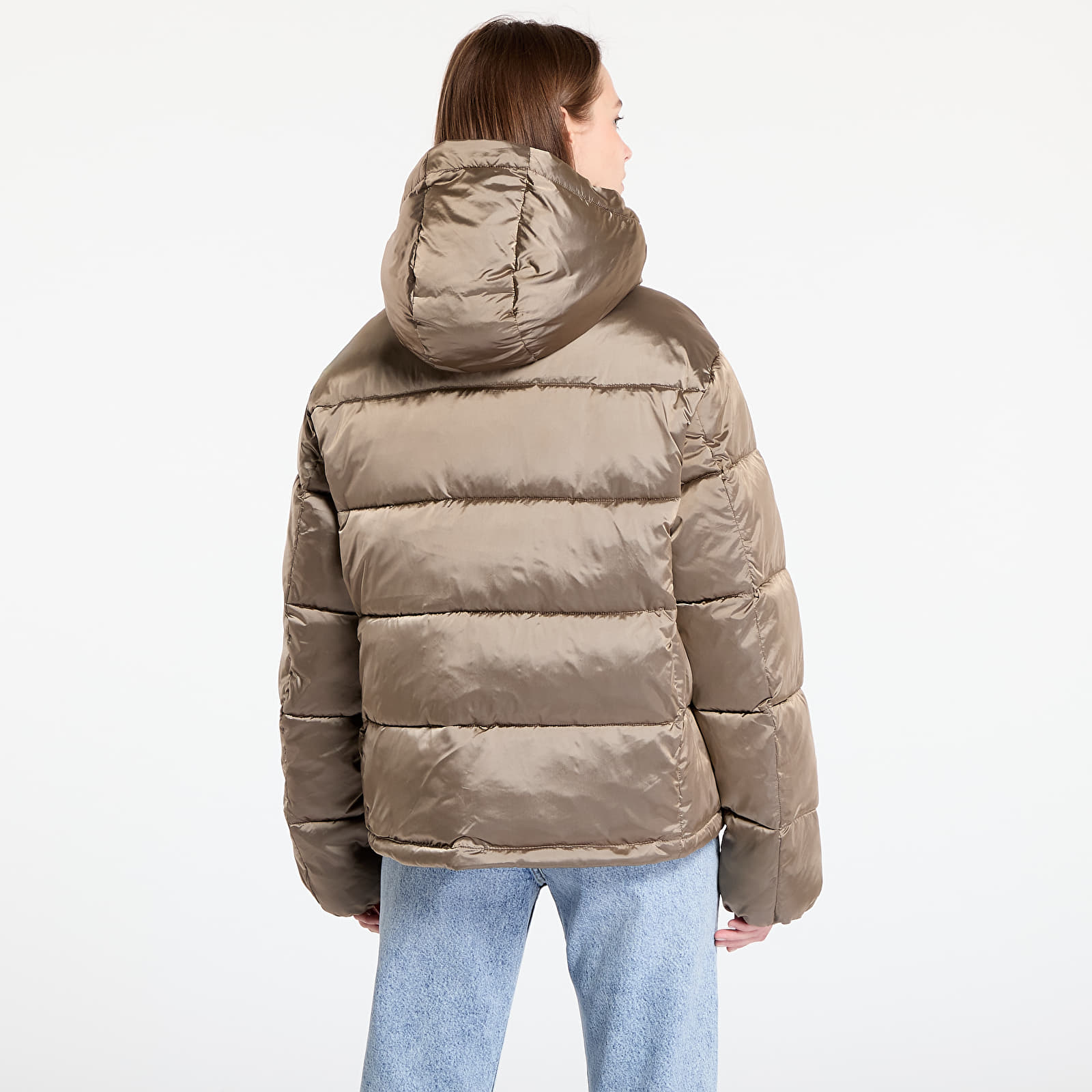 Jackets Calvin Klein Jeans Shiny Satin Puffer Jacket Brindle | Footshop