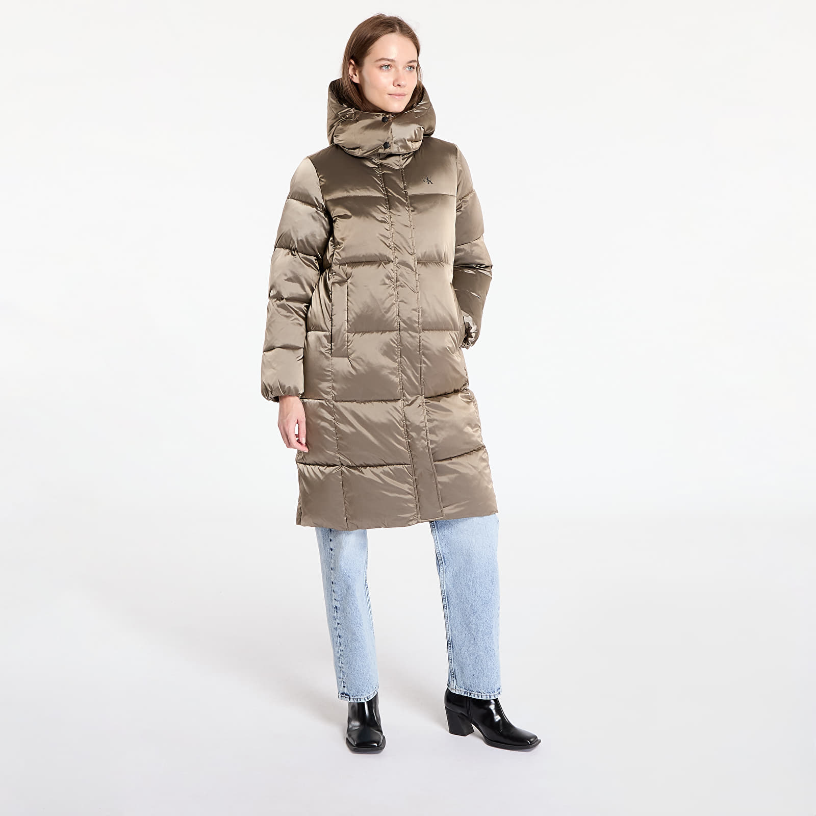 Jacken Calvin Klein Jeans Shiny Satin Puffer Coat Brindle