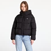 Calvin Klein Jeans Logo Short Hooded Puffer Jacket Black