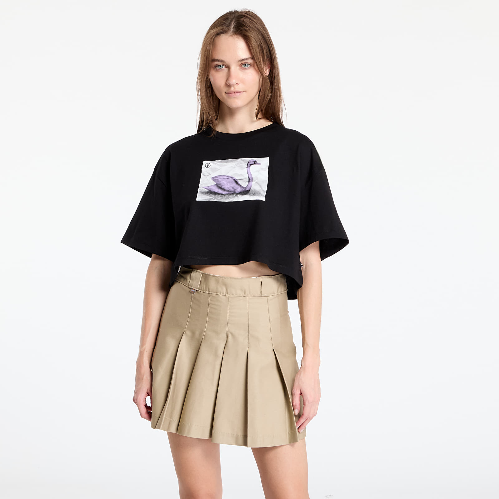 Damen T-Shirts  Vans Swan SS Relax Crop Black