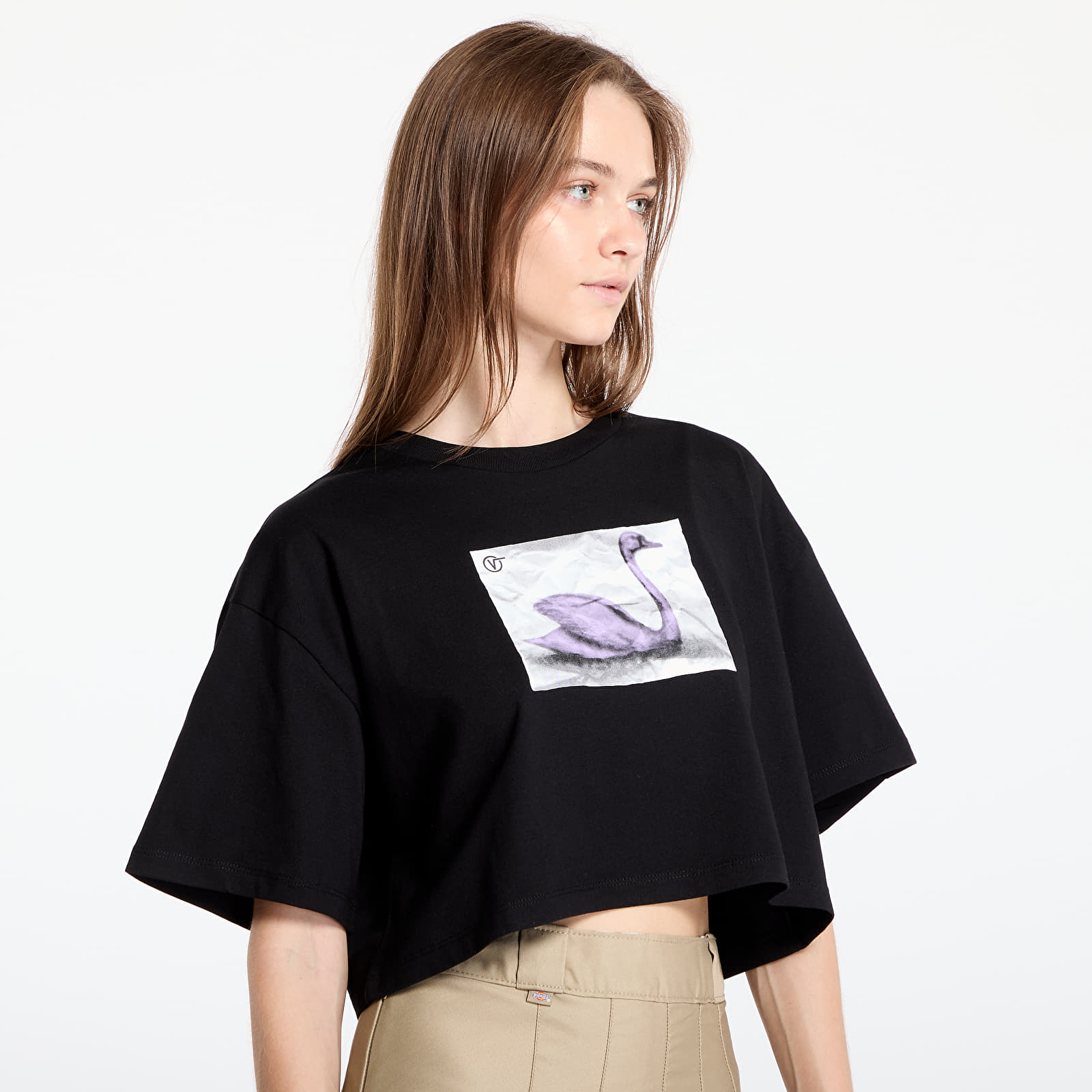 Damen T-Shirts  Vans Swan SS Relax Crop Black