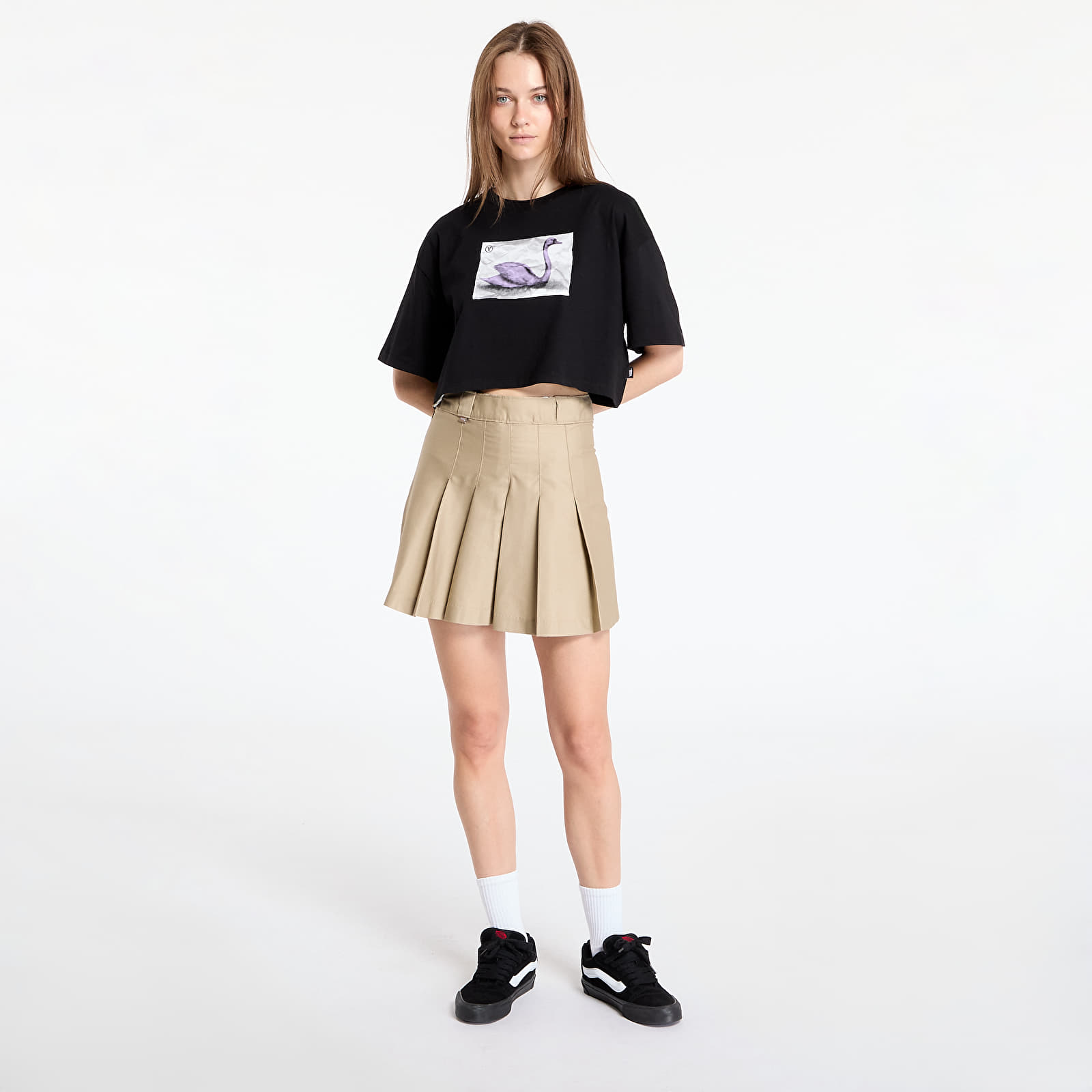 Damen T-Shirts  Vans Swan SS Relax Crop Black