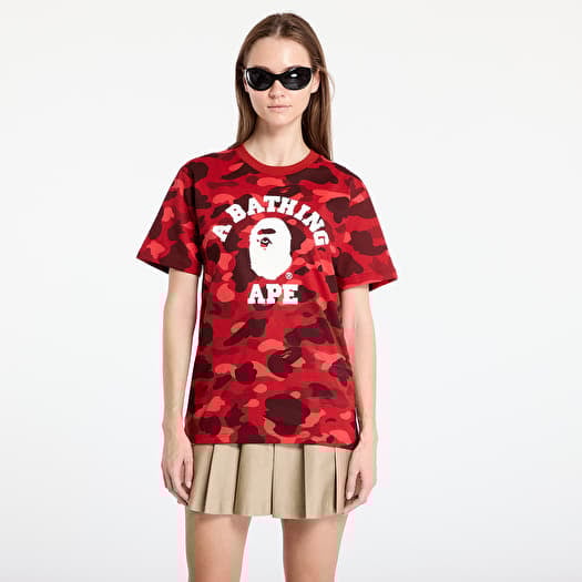 T shirts A BATHING APE Color Camo College Tee Red Footshop
