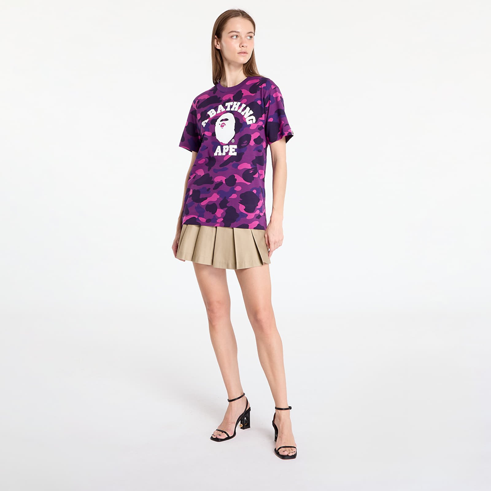 T-Shirts A BATHING APE Color Camo College Tee Purple