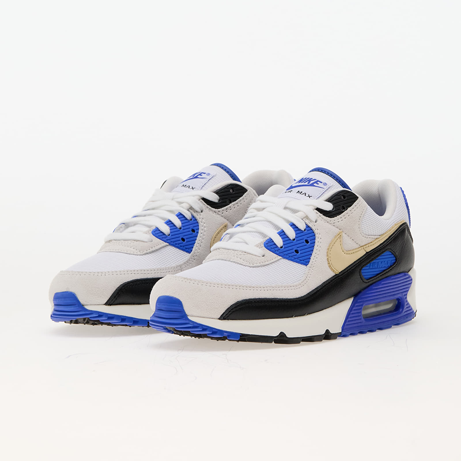 Herren Sneaker und Schuhe Nike Air Max 90 Premium White Khaki Racer Blue Black Footshop