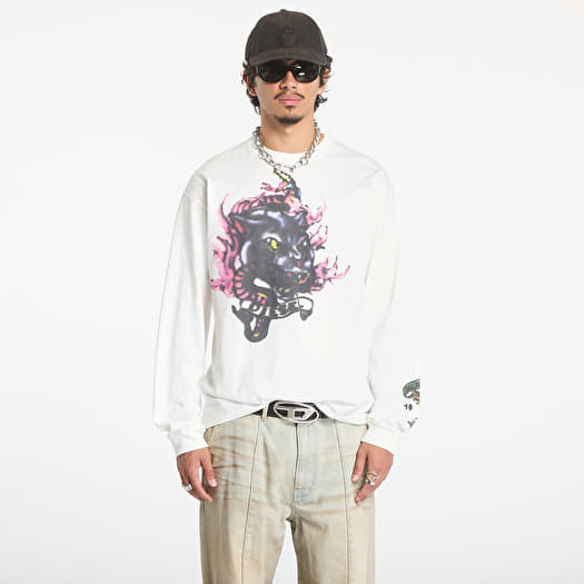 【DIESEL】T-Boxt-Ls-Q9 Men's Faded T-shirt with Oval D print | White | Diesel