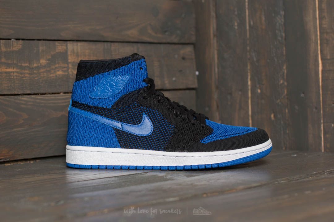 Men s shoes Air Jordan 1 Retro Hi Flyknit Black Game Royal White Footshop