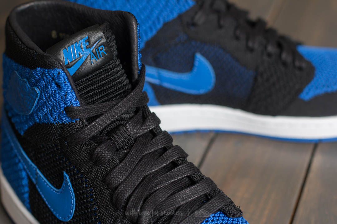 Men s shoes Air Jordan 1 Retro Hi Flyknit Black Game Royal White Footshop