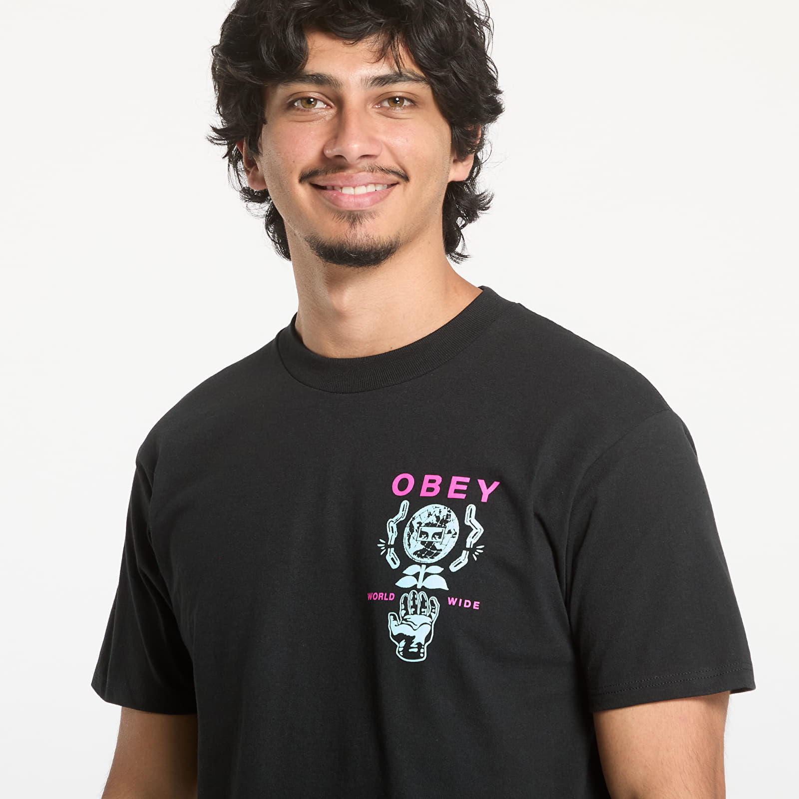 Männer T-Shirts OBEY Helping Hand Black
