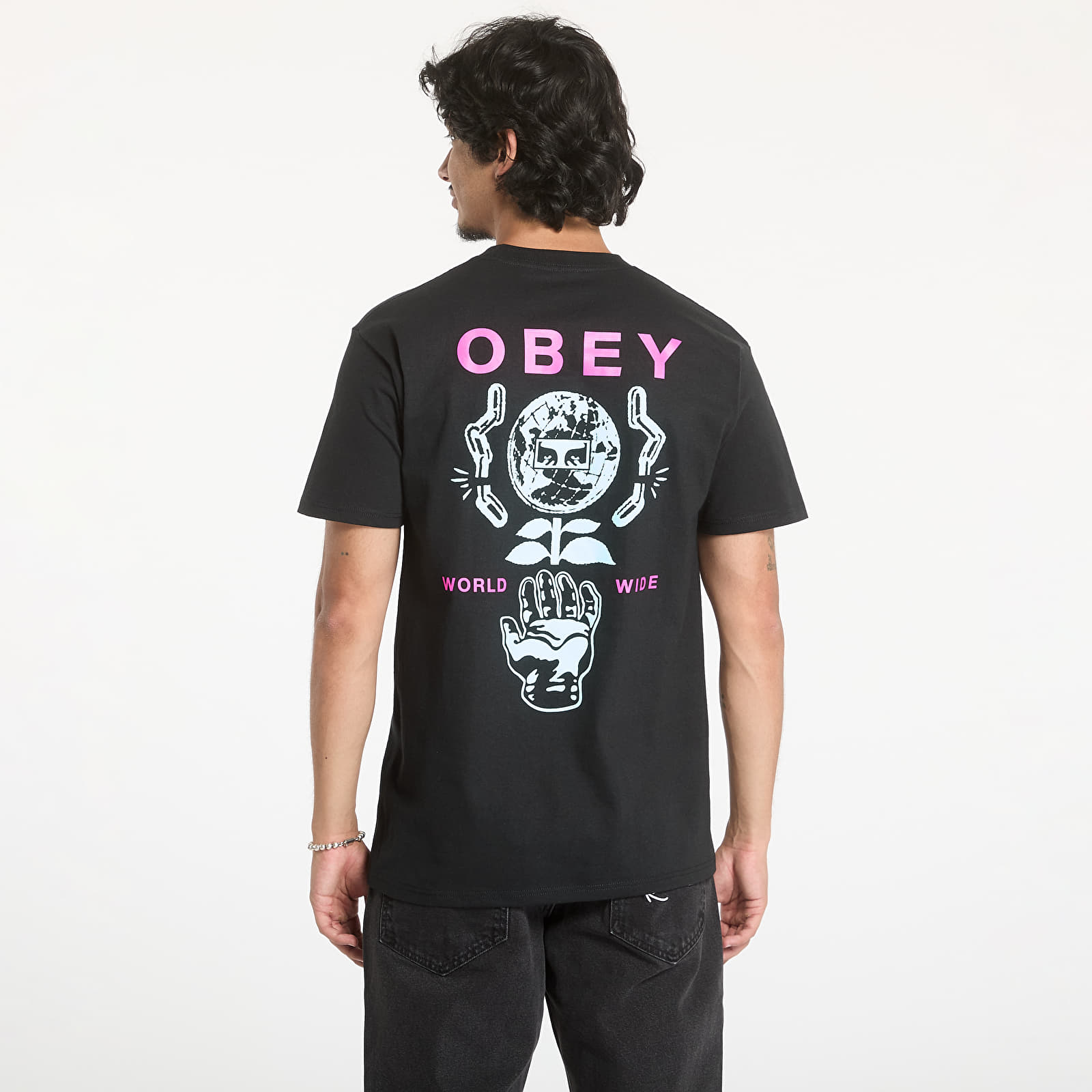 Männer T-Shirts OBEY Helping Hand Black