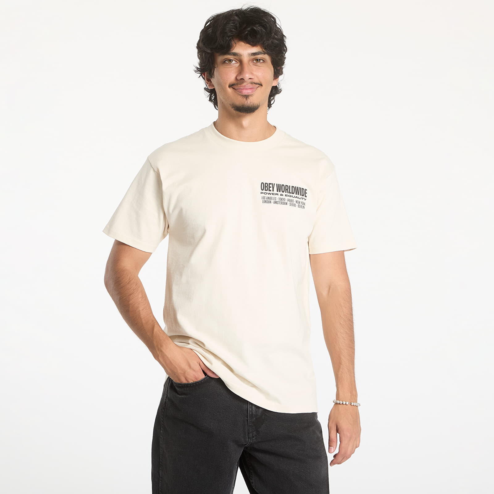 Férfi pólok OBEY Worldwide Power & Equalit Cream