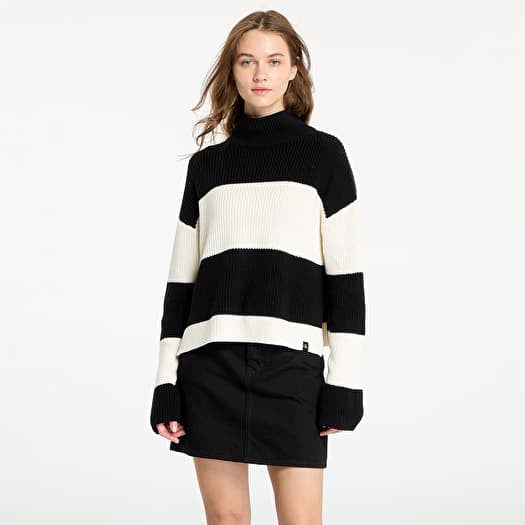 Trui Calvin Klein Jeans Chunky Loose High Neck Sweater Ivory/ Black Stripe
