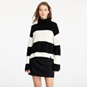 Calvin Klein Jeans Chunky Loose High Neck Sweater Ivory/ Black Stripe