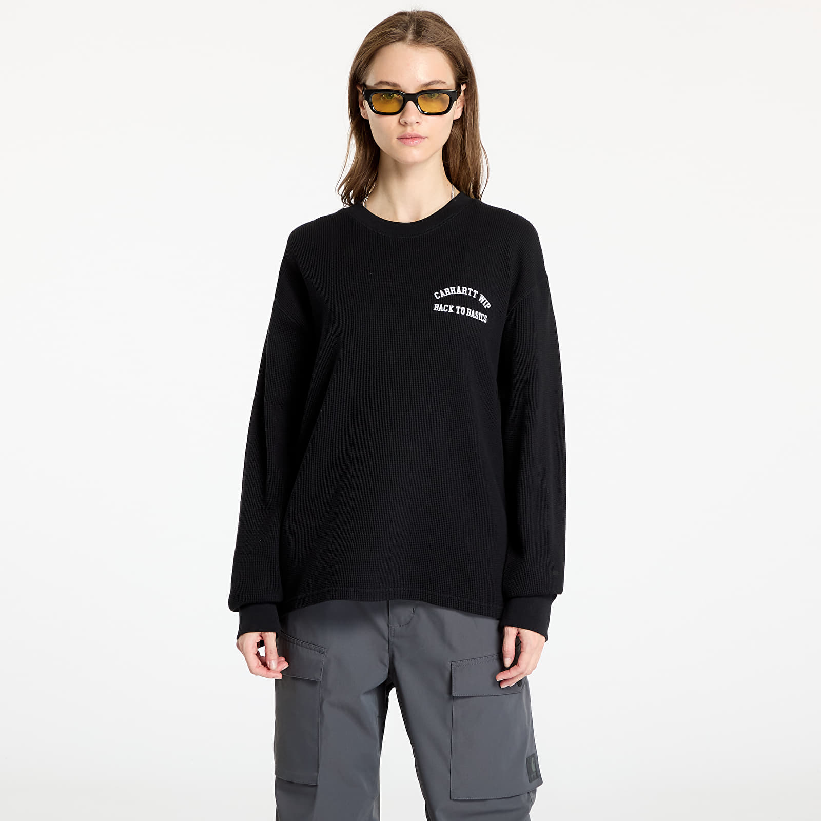 T-Shirts Carhartt WIP Basics Script Long Sleeve Tee UNISEX Black/ White