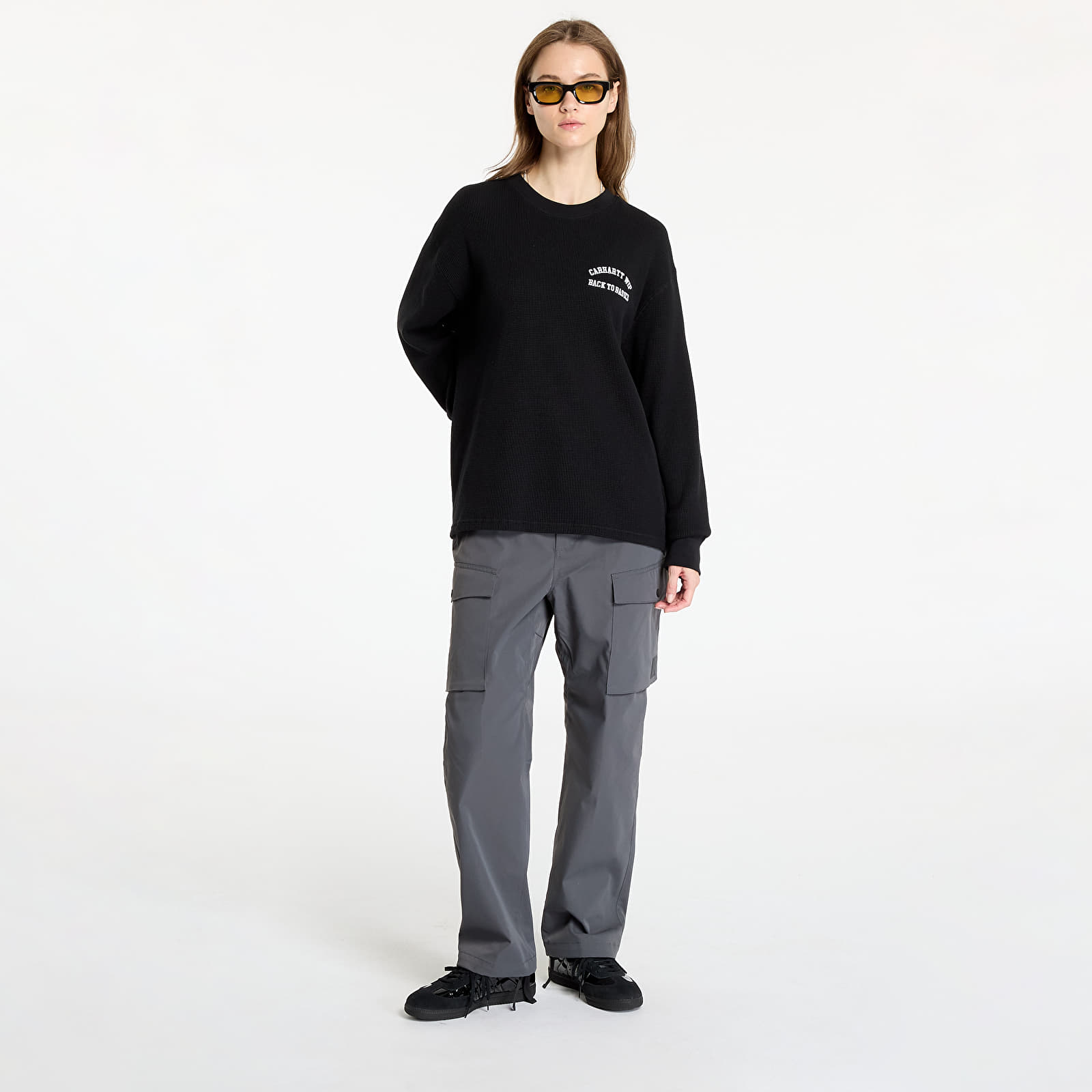 T-Shirts Carhartt WIP Basics Script Long Sleeve Tee UNISEX Black/ White
