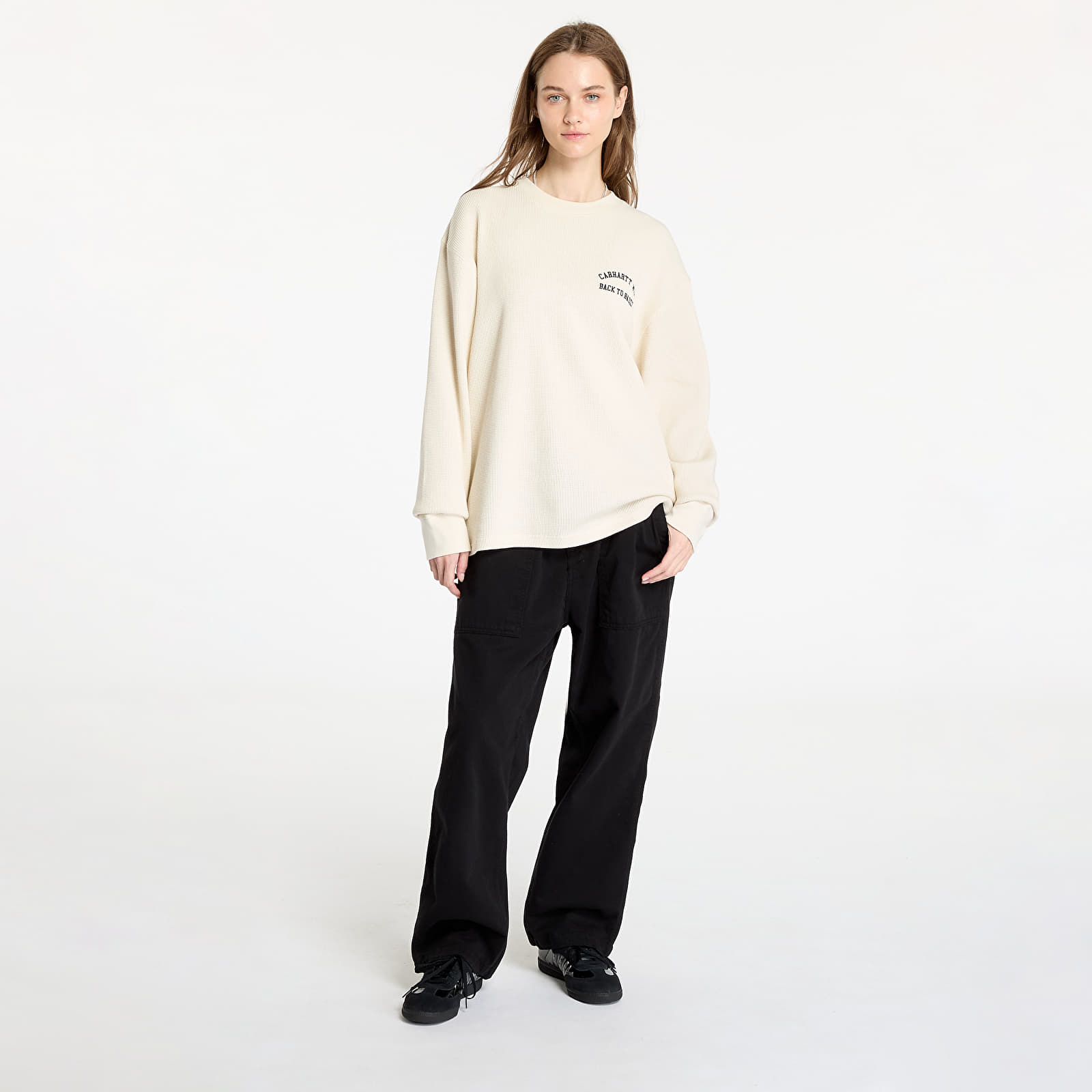 T-Shirts Carhartt WIP Basics Script Long Sleeve Tee UNISEX Natural/ Black