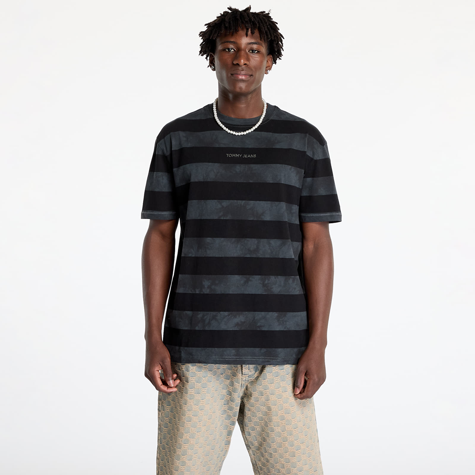 Koszulki Tommy Jeans Regular Classic Short Sleeve Tee Black/ New Charcoal Stripe