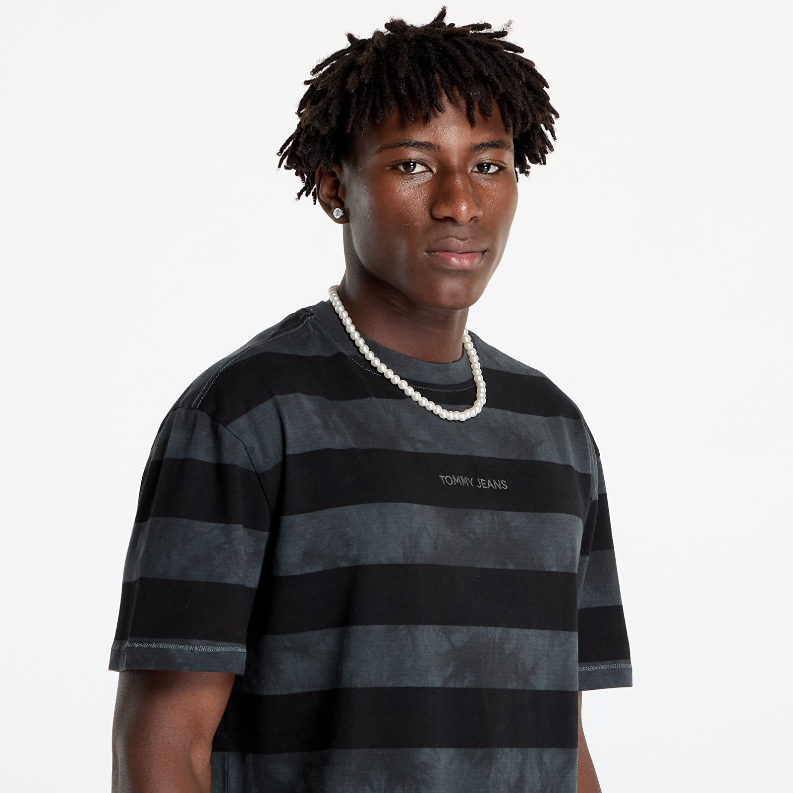 Koszulki Tommy Jeans Regular Classic Short Sleeve Tee Black/ New Charcoal Stripe