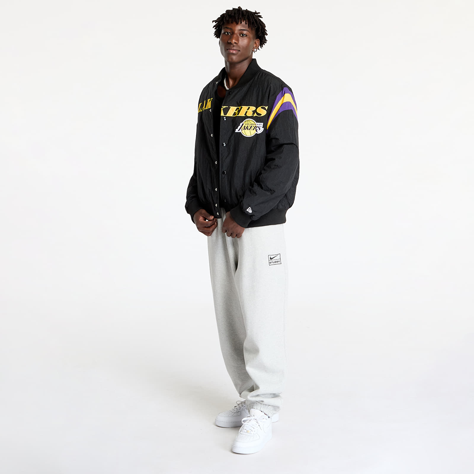 Bombery New Era Los Angeles Lakers NBA Panel Bomber Jacket UNISEX Black/ Canary Yellow