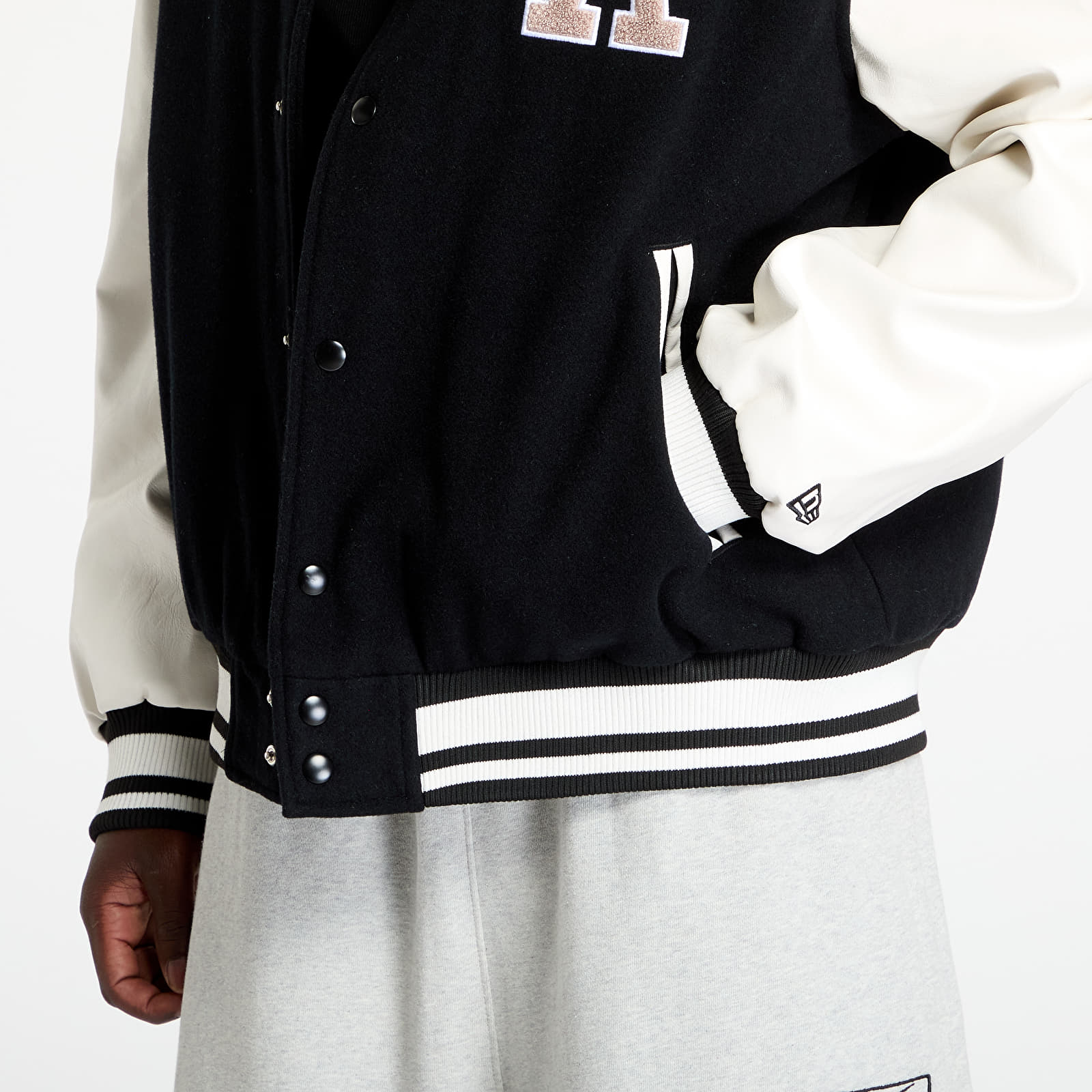 Bomber Jackets New Era  Los Angeles Dodgers MLB Patch Varsity Jacket UNISEX Black/ White