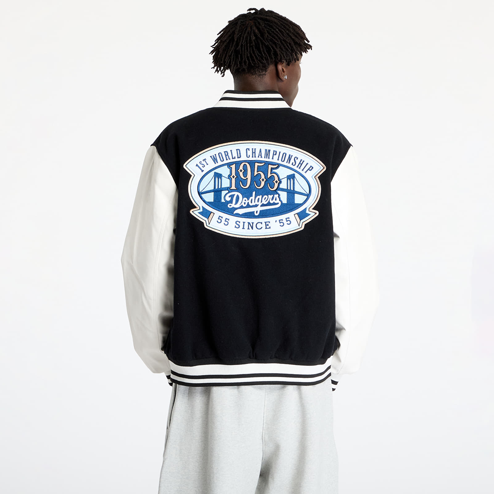 Bomber Jackets New Era  Los Angeles Dodgers MLB Patch Varsity Jacket UNISEX Black/ White