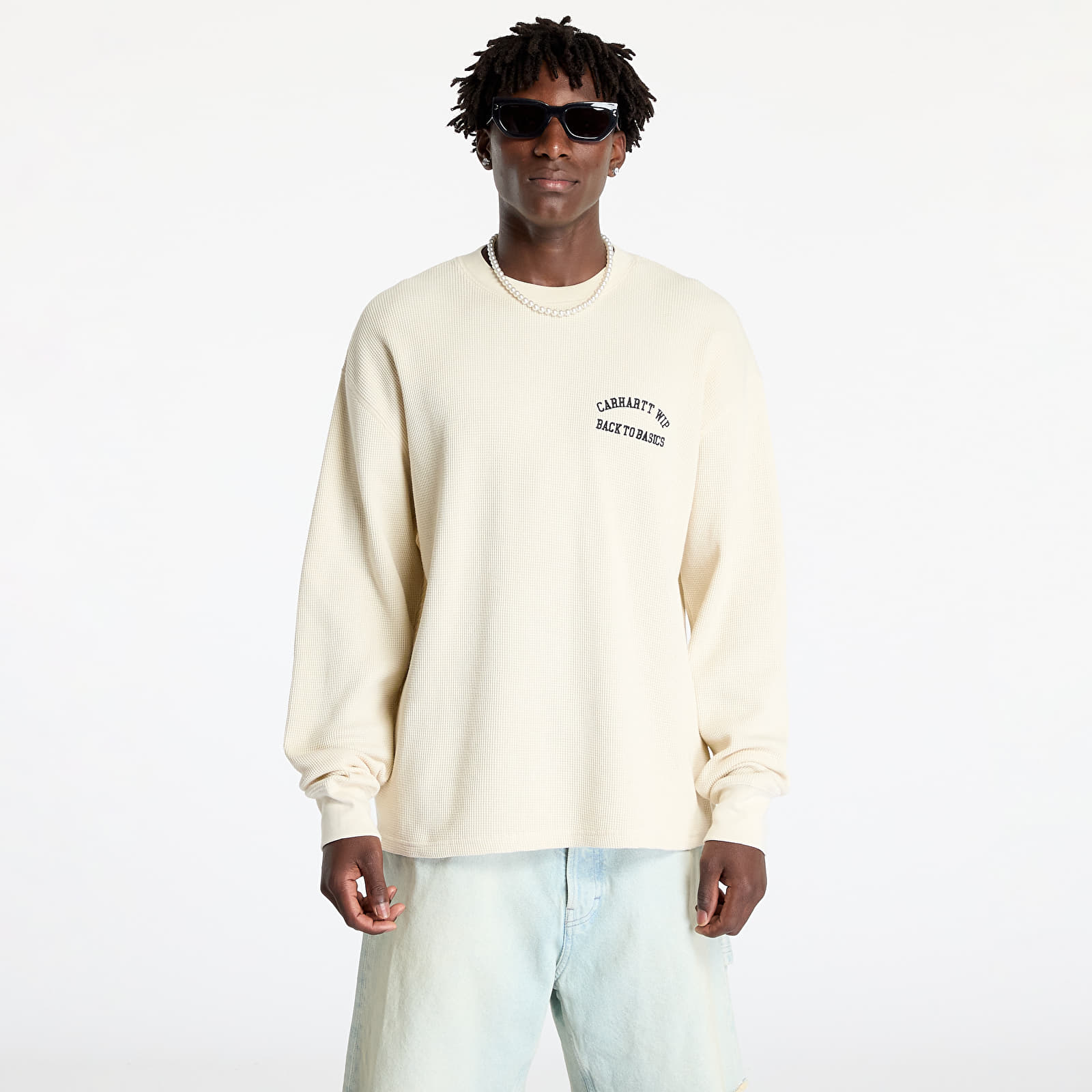 T-Shirts Carhartt WIP Basics Script Long Sleeve Tee UNISEX Natural/ Black