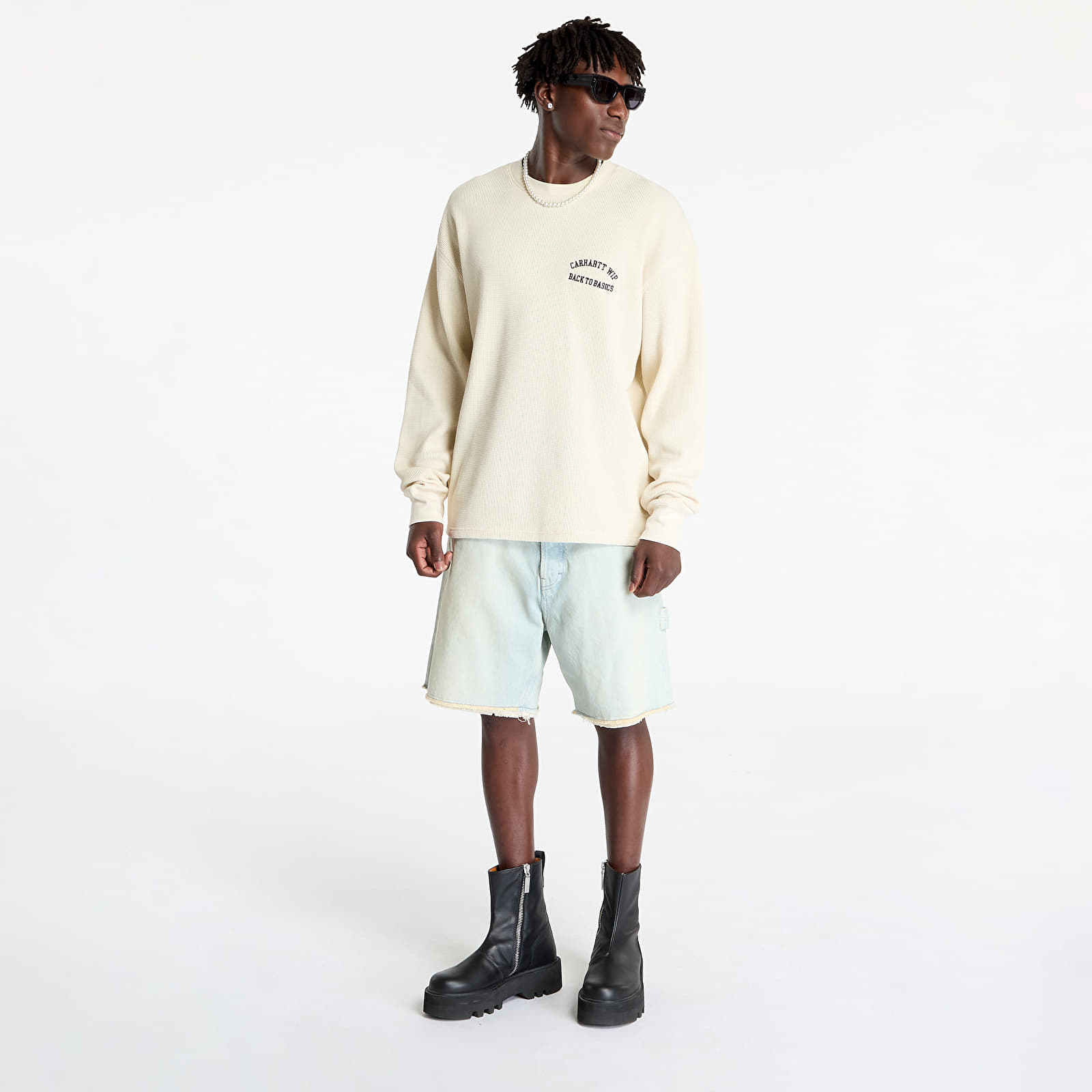 T-Shirts Carhartt WIP Basics Script Long Sleeve Tee UNISEX Natural/ Black