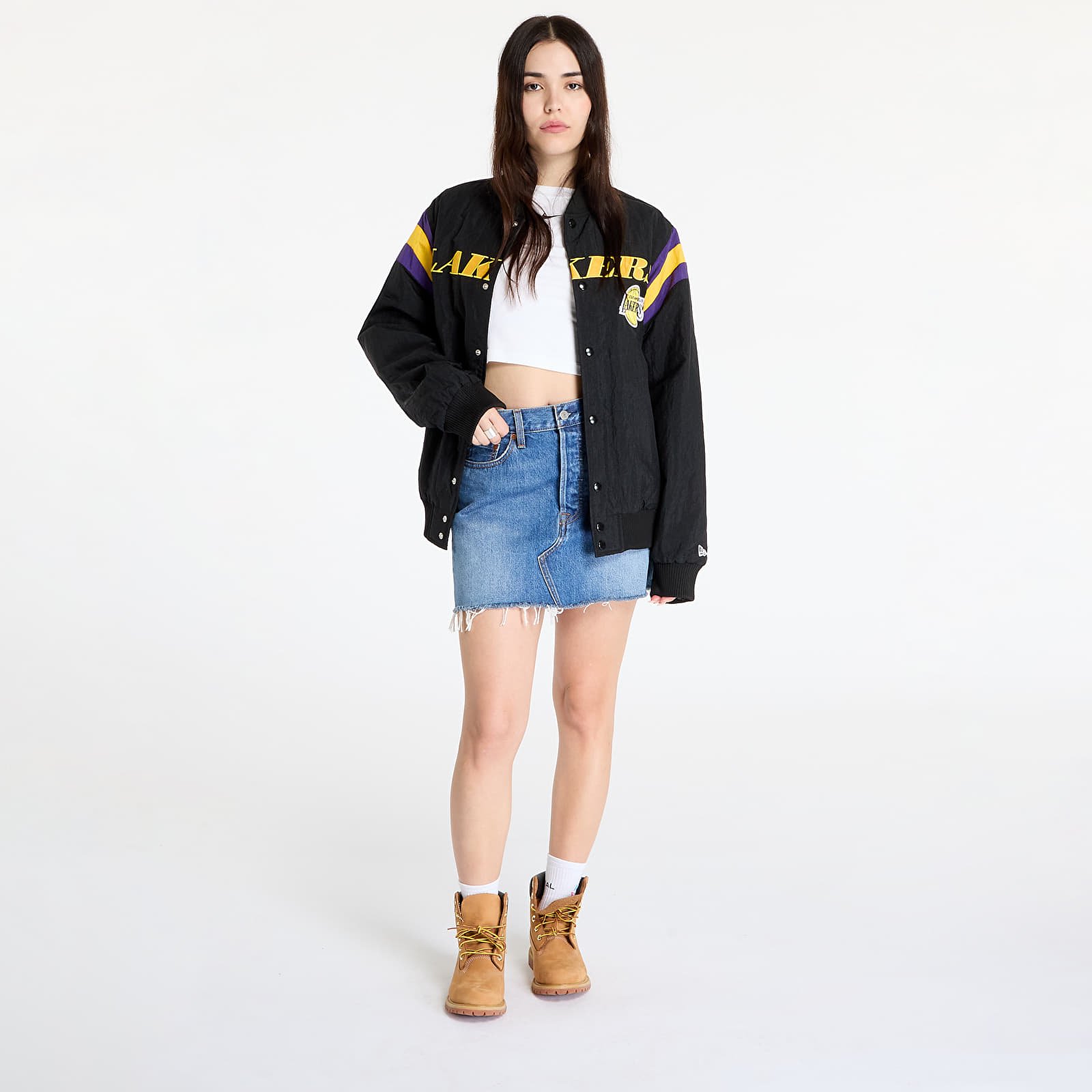 Bombery New Era Los Angeles Lakers NBA Panel Bomber Jacket UNISEX Black/ Canary Yellow