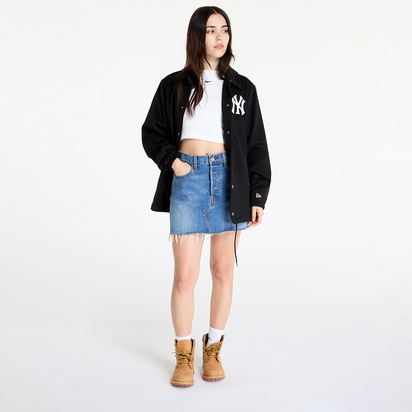 Jakker New Era New York Yankees MLB Wool Coaches Jacket UNISEX Black/ White