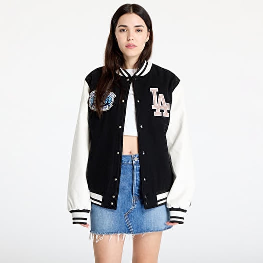 Bomber Jackets New Era Los Angeles Dodgers MLB Patch Varsity Jacket UNISEX Black White Footshop