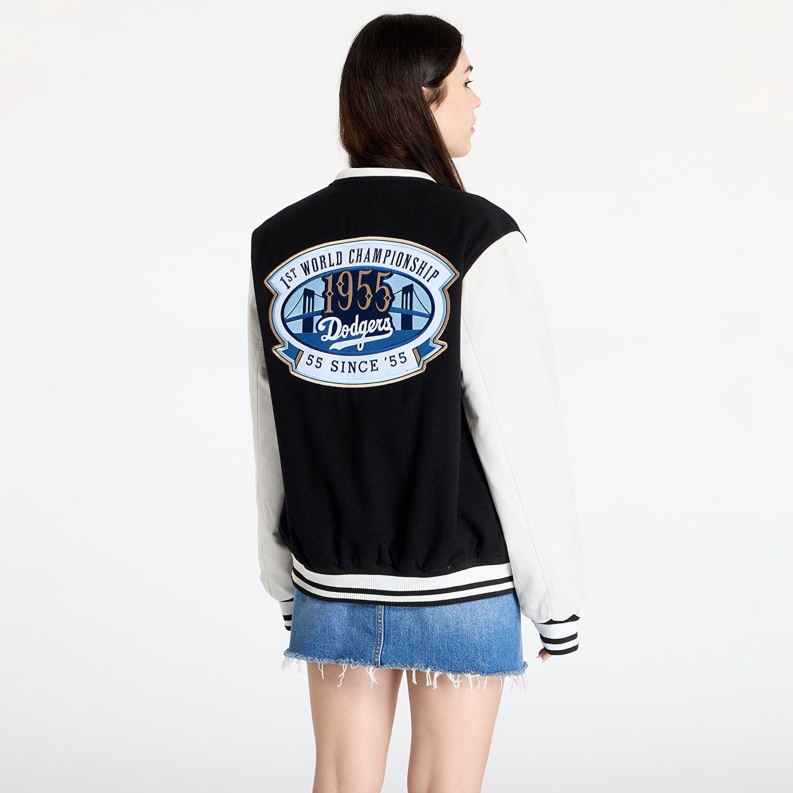 Bomber Jackets New Era  Los Angeles Dodgers MLB Patch Varsity Jacket UNISEX Black/ White