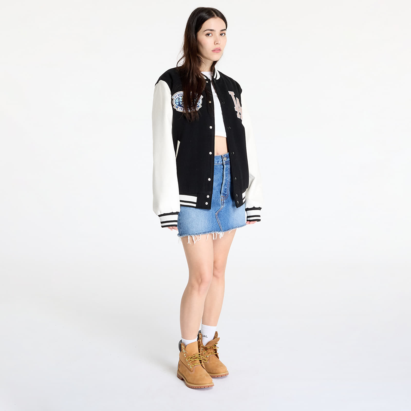 Bomber Jackets New Era  Los Angeles Dodgers MLB Patch Varsity Jacket UNISEX Black/ White