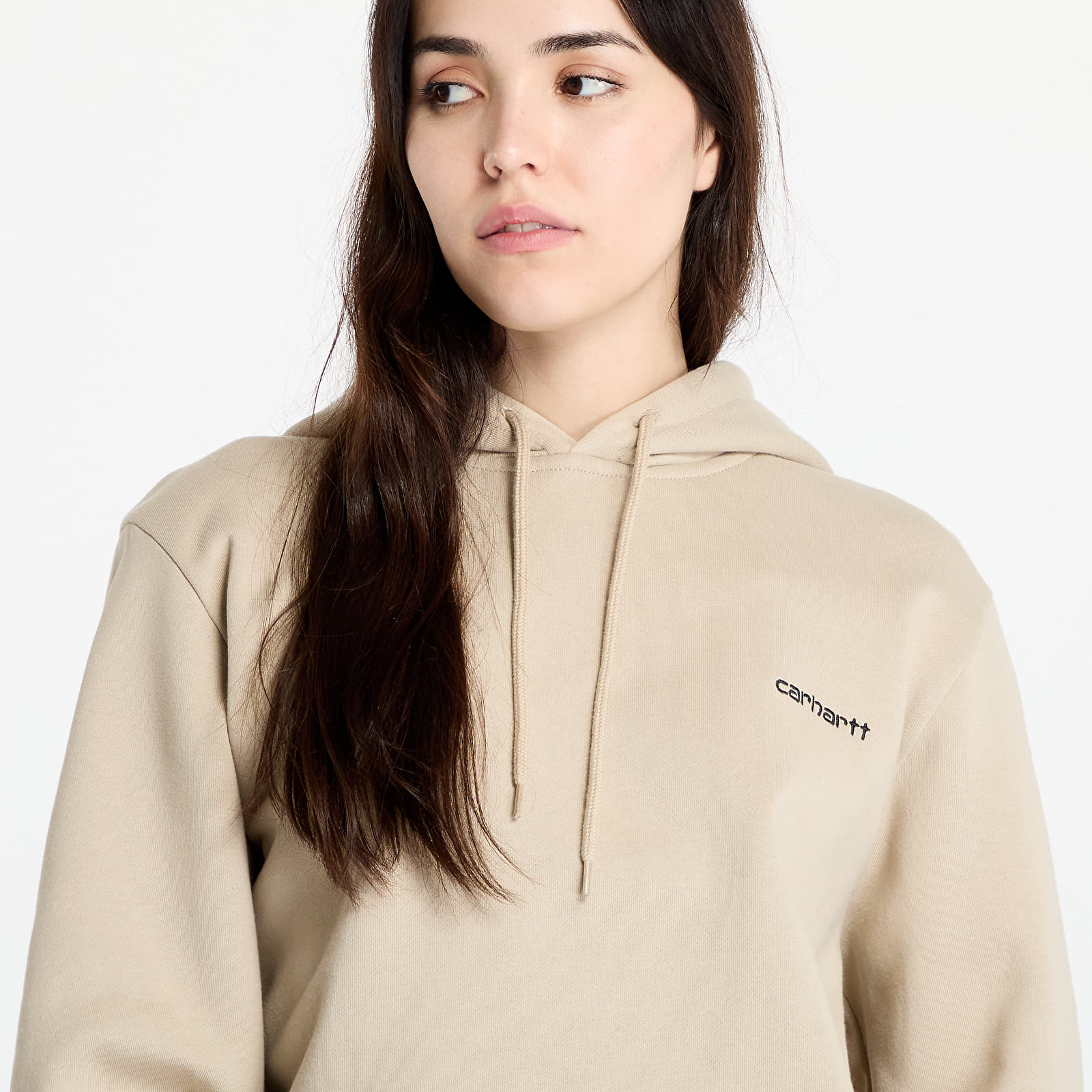 Férfi kapucnis pulcsik Carhartt WIP Hooded Script Embroidery Sweat Wall/ Black