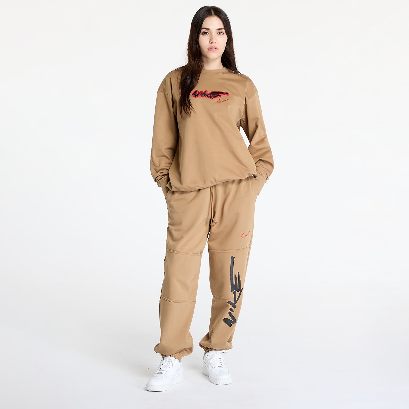 Naiste kapuutsiga dressid Nike Sportswear Breaking Women's Loose French Terry Top Driftwood