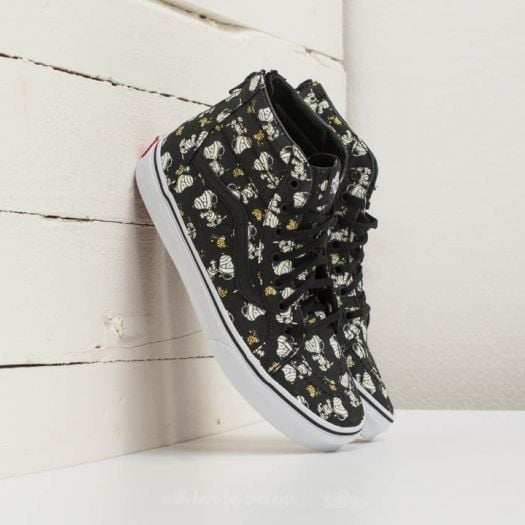 Kids sneakers and shoes Vans x Peanuts SK8 Hi Zip Glow Mummies Black Footshop