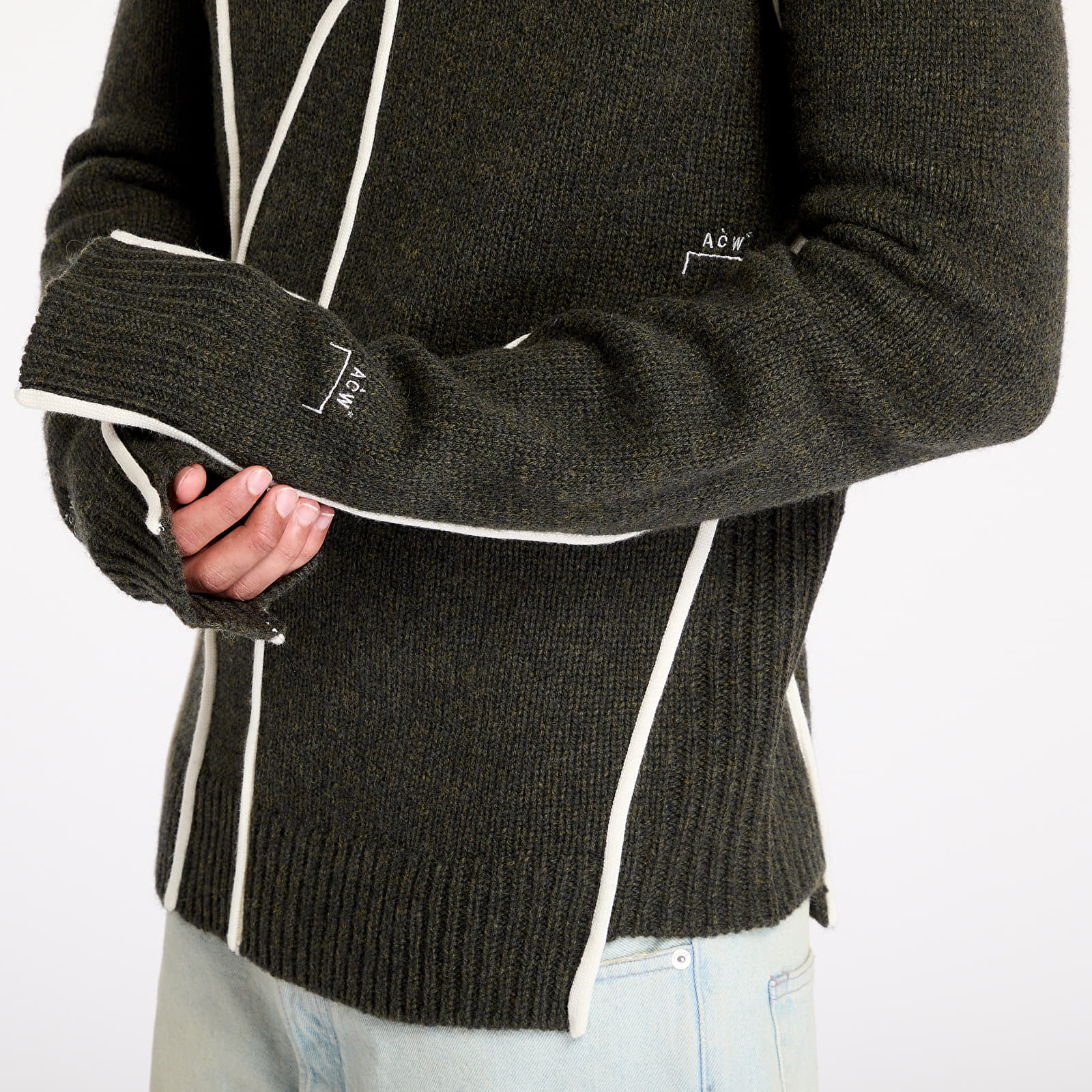 Sweatjacken und Sweatshirts A-COLD-WALL* Contour Knit Hoodie Grey-Green/ Olive Grey