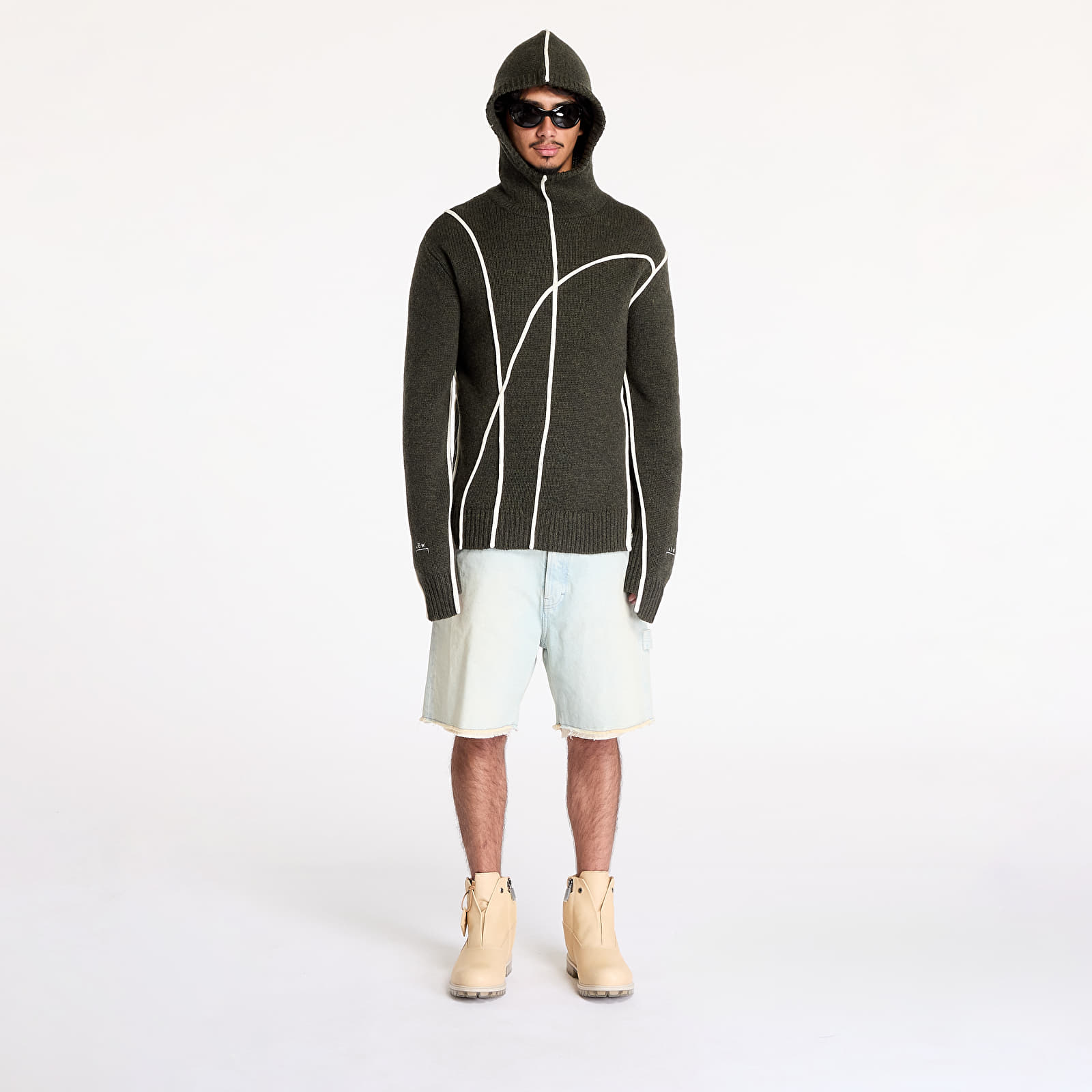 Sweatjacken und Sweatshirts A-COLD-WALL* Contour Knit Hoodie Grey-Green/ Olive Grey