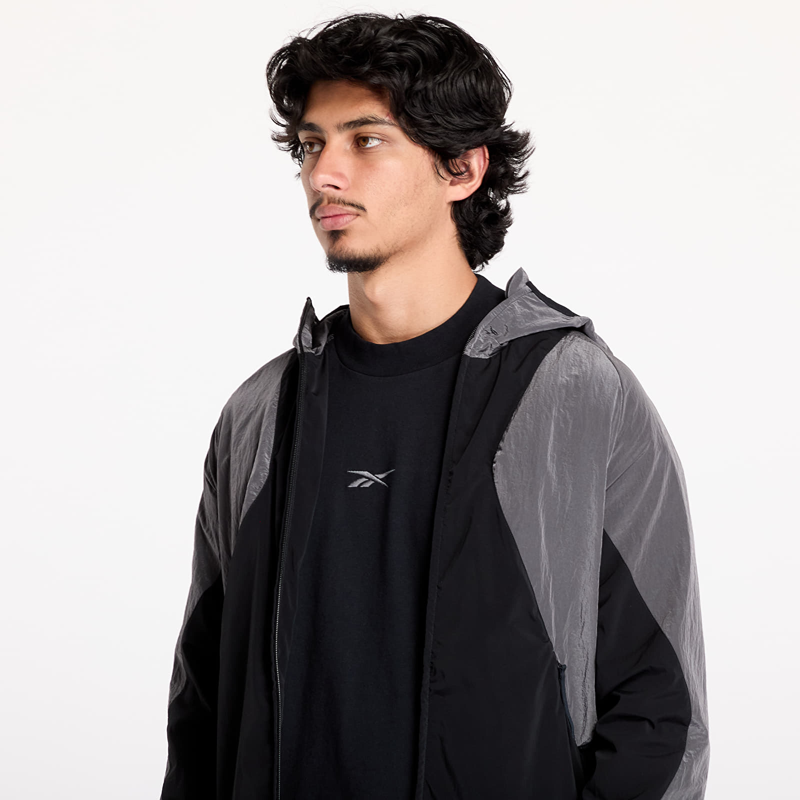 Jakne Reebok Running Hooded Jacket Black/ Misty Grey