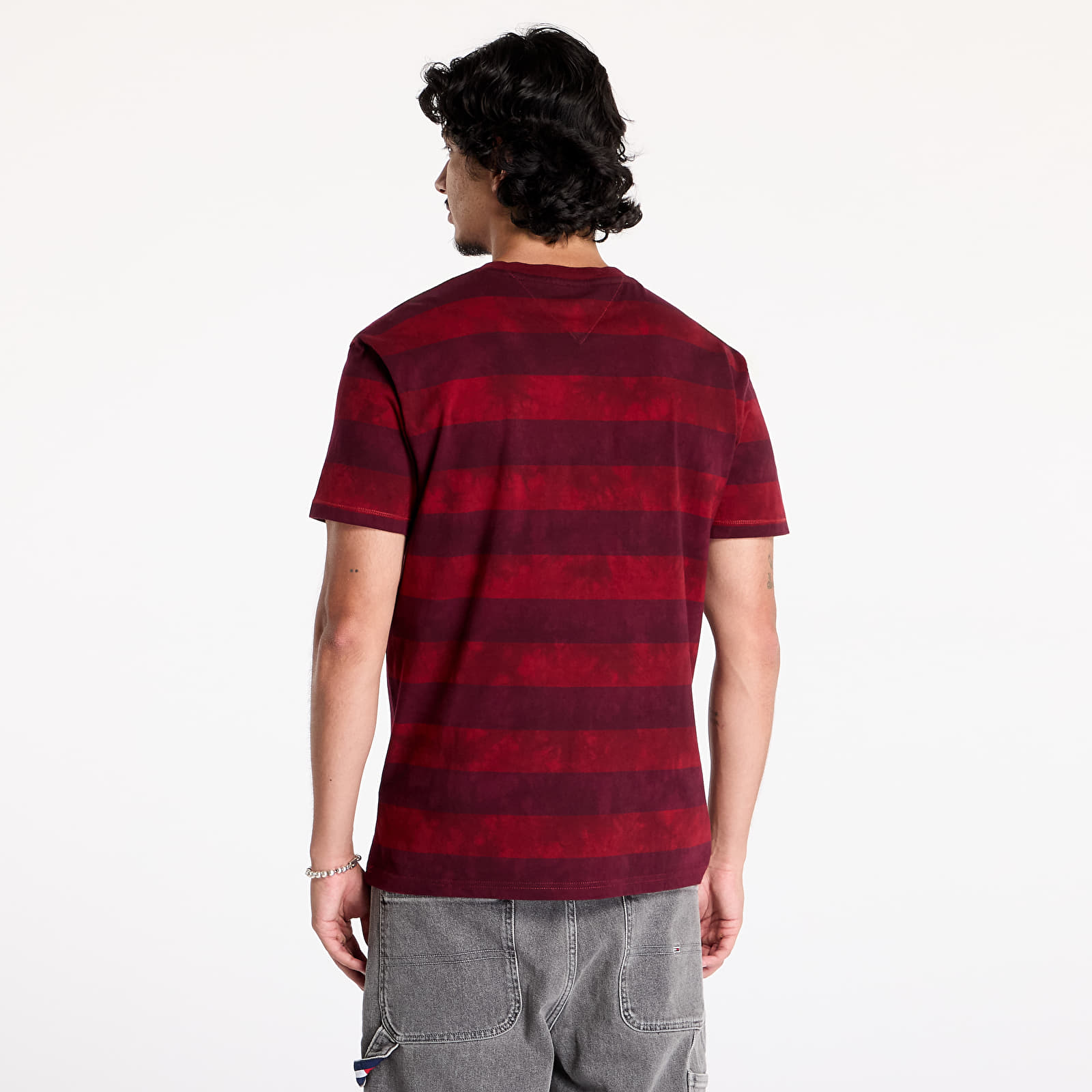 Koszulki Tommy Jeans Regular Classic Overdyed Tee Deep Rouge/ Heritage Pink Stripe