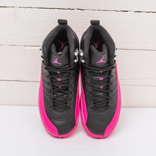 Jordan 12 pink and black womens on sale