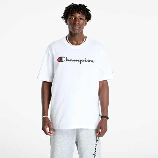 Champion white logo t shirt clearance