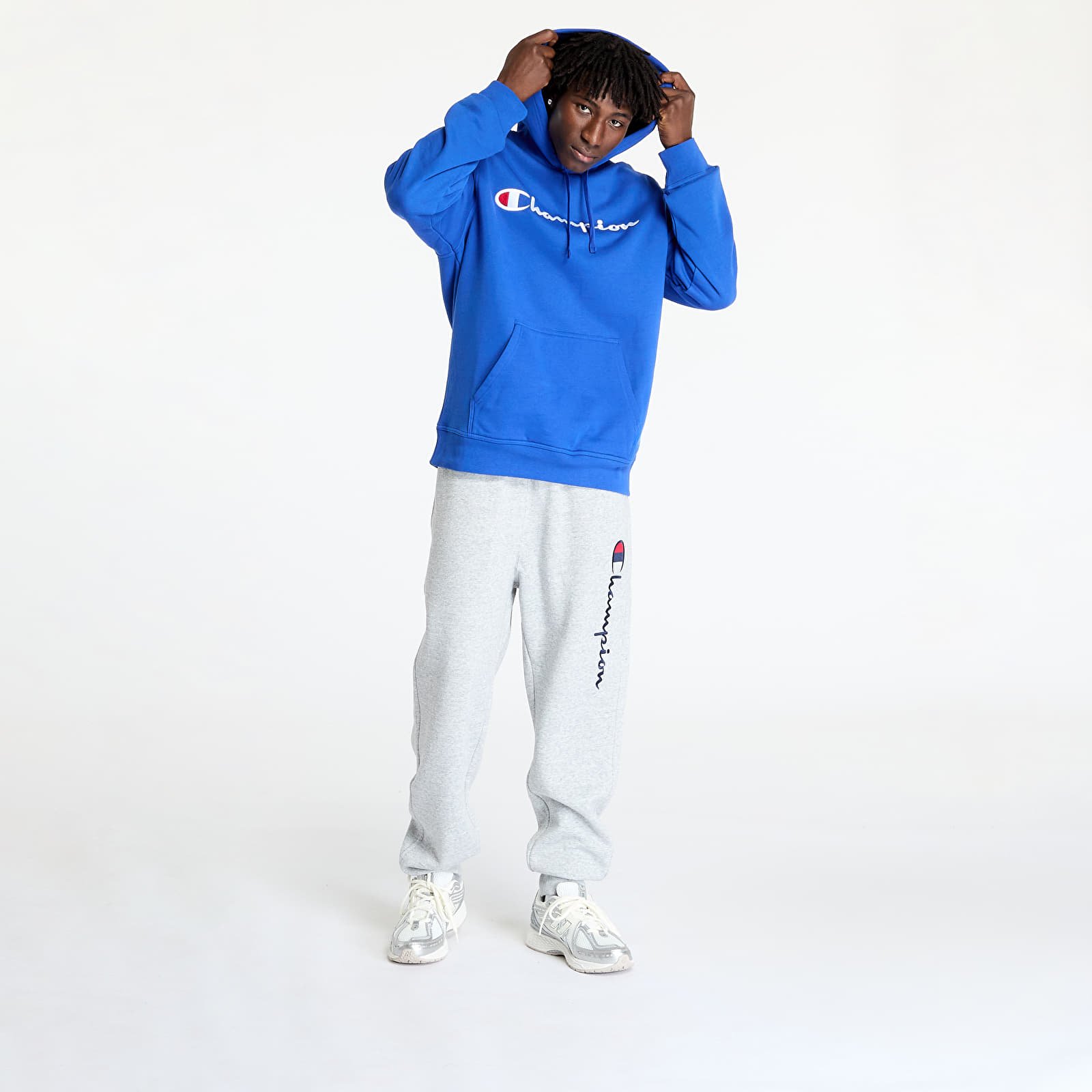 Blue champion hoodie outfit store