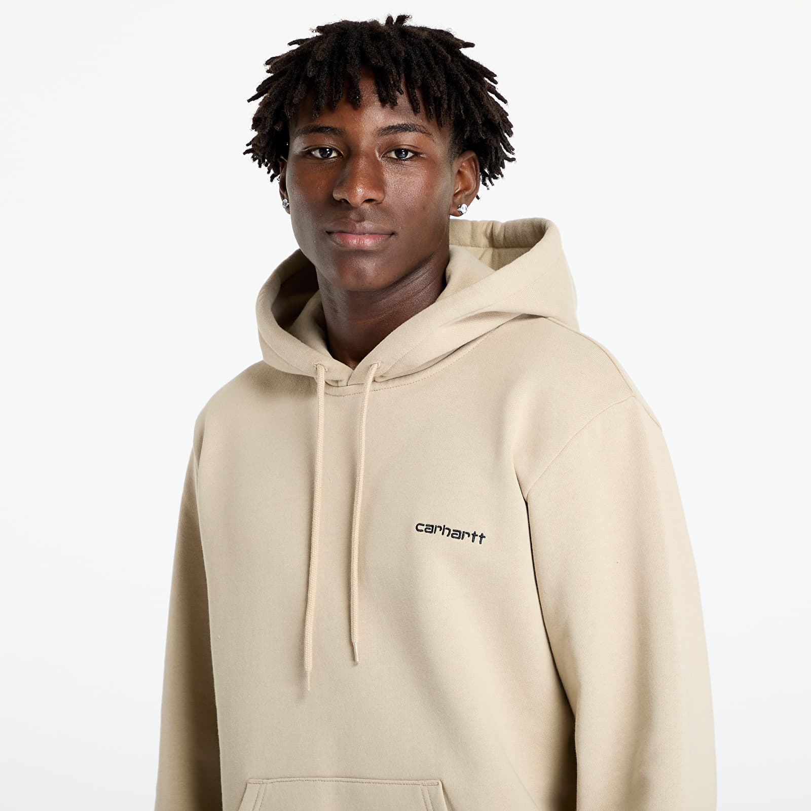 Férfi kapucnis pulcsik Carhartt WIP Hooded Script Embroidery Sweat Wall/ Black