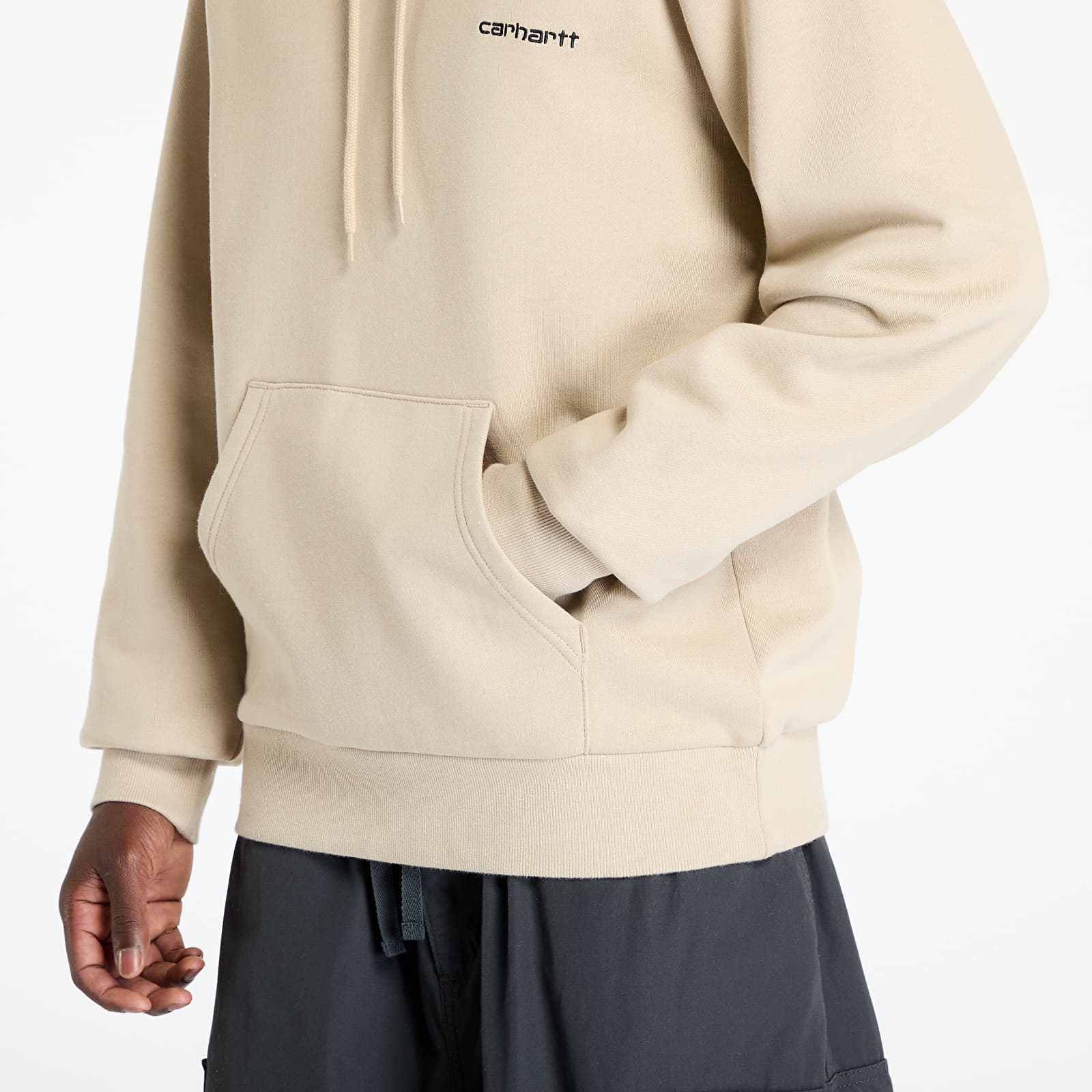 Férfi kapucnis pulcsik Carhartt WIP Hooded Script Embroidery Sweat Wall/ Black
