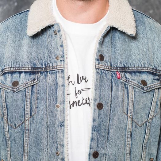 Levi's mens type 3 sherpa trucker jacket fine line on sale sherpa