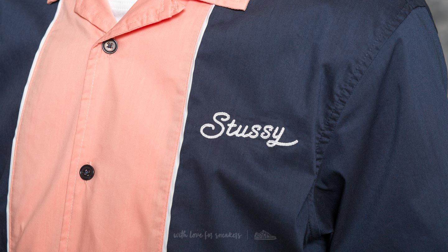 T-shirts Stüssy Middle Block Bowling Shirt Navy