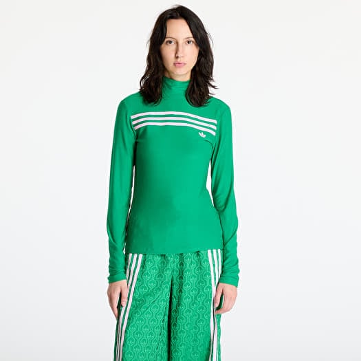Póló adidas Longsleeve 3-Stripe Tee Green